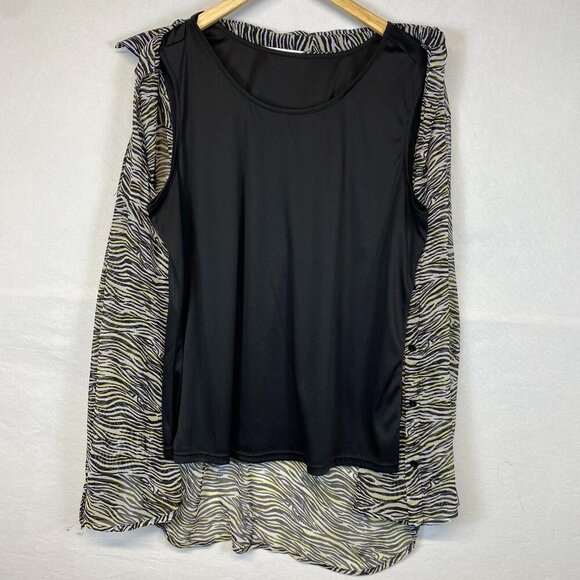 Christopher & Banks Zebra print blouse Womens Extra Large XL black yellow white - Picture 4 of 11